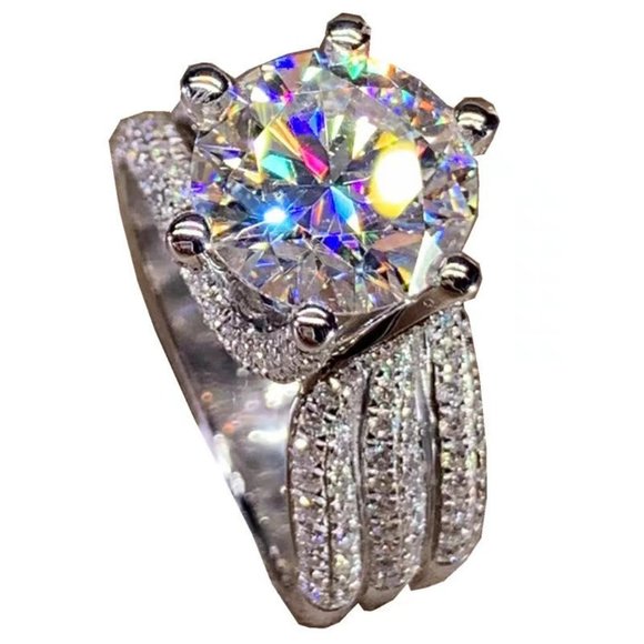 Certified 5ct. t.w. Moissanite Diamond Solitaire Luxury Engagement Ring NEW